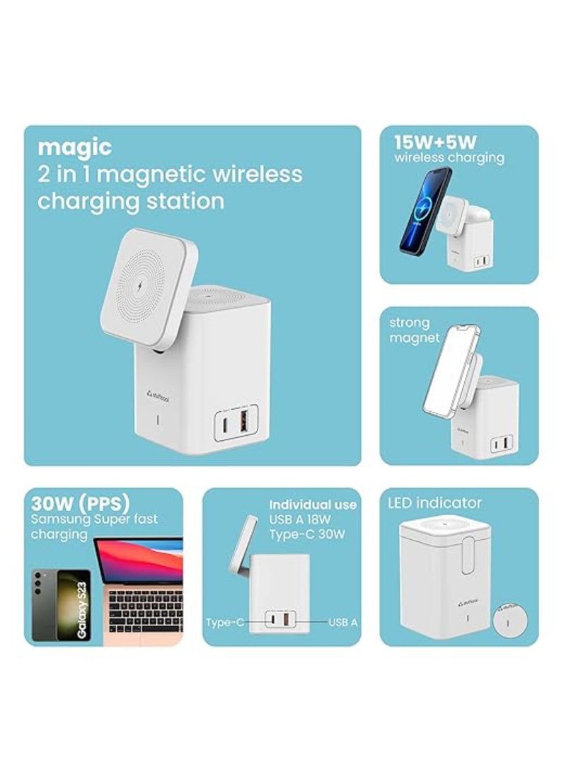 Stuffcool Renewed - Magic 2 in 1 Magnetic Wireless Charging Station - Image 2